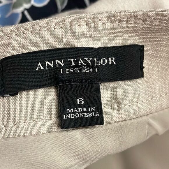 Ann Taylor Linen Blend Pencil Straight Skirt Light Tan 6 - Picture 6 of 9